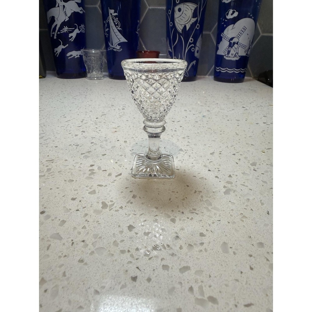 Westmoreland English Hobnail Crystal 3 1/4" Cordial Square Foot Depression Glass